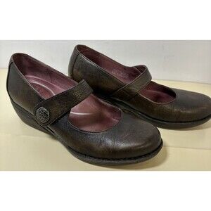 Dansko Adelle Shoes Wedge Heel Mary Jane Leather Brown Size EU 41 US 10